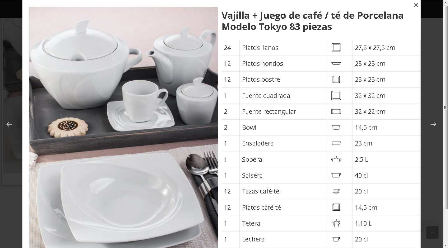 VAJILLA COMPLETA + JUEGO DE CAFÉ PORCELANA (83 PIEZAS) - CAPEANS MODELO  CORONA 